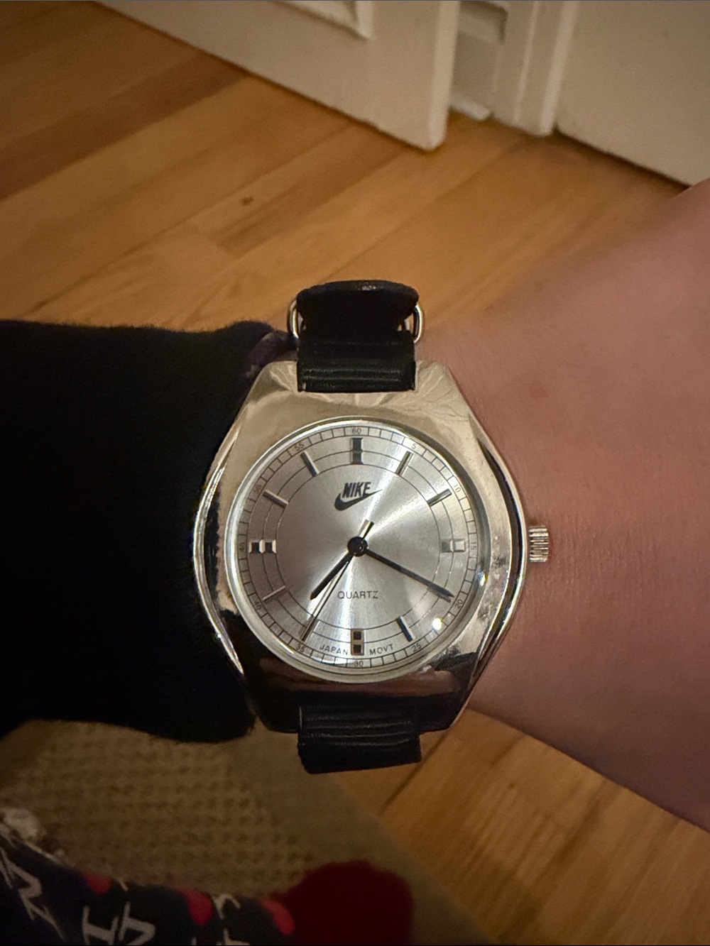 Nike Men's Black Strap Silver Dial Watch